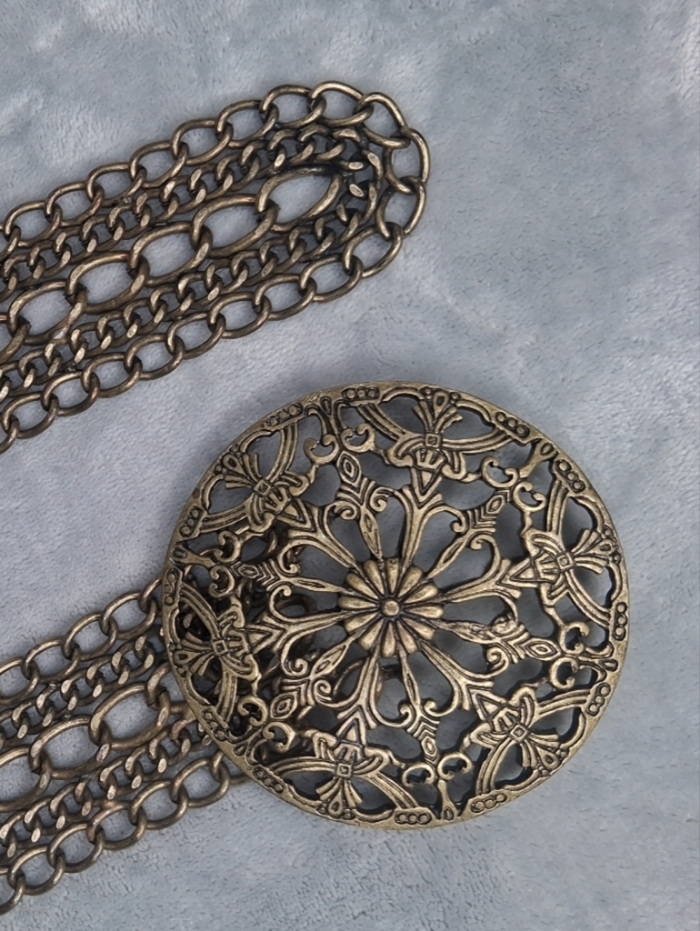 Chico's Bronze Multi-Chain Waist Belt Floral Medallion Medieval Festival - Picture 11 of 13